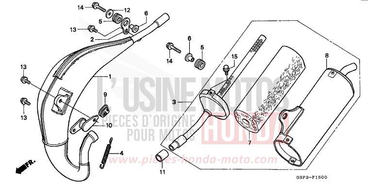 CHAMBRE D'EXPANSION de CR80R "Grandes Roues" NEUCLEAR RED (R177) 1999